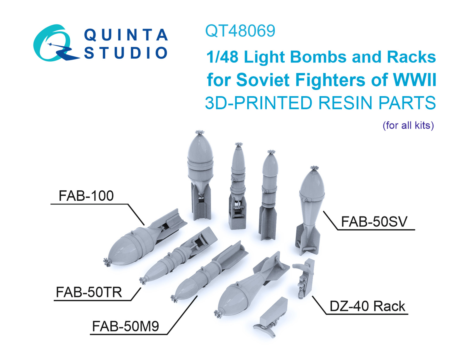 FAB-100 and FAB-50 family bombs, DZ-40 racks for fighters of the Red Army, WWII (all kits)