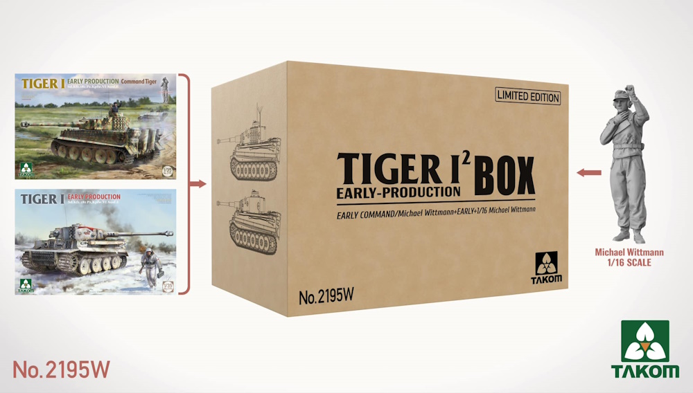 TIGER I² Early Production Box - 2 Kits + Michael Wittmann Figur in 1/16