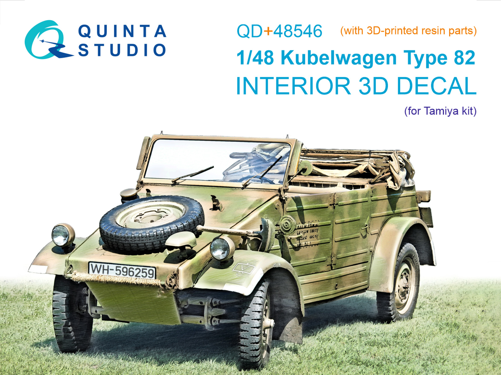 Kubelwagen Type 82 3D-Printed & coloured Interior on decal paper (Tamiya) (with 3D-printed resin parts)