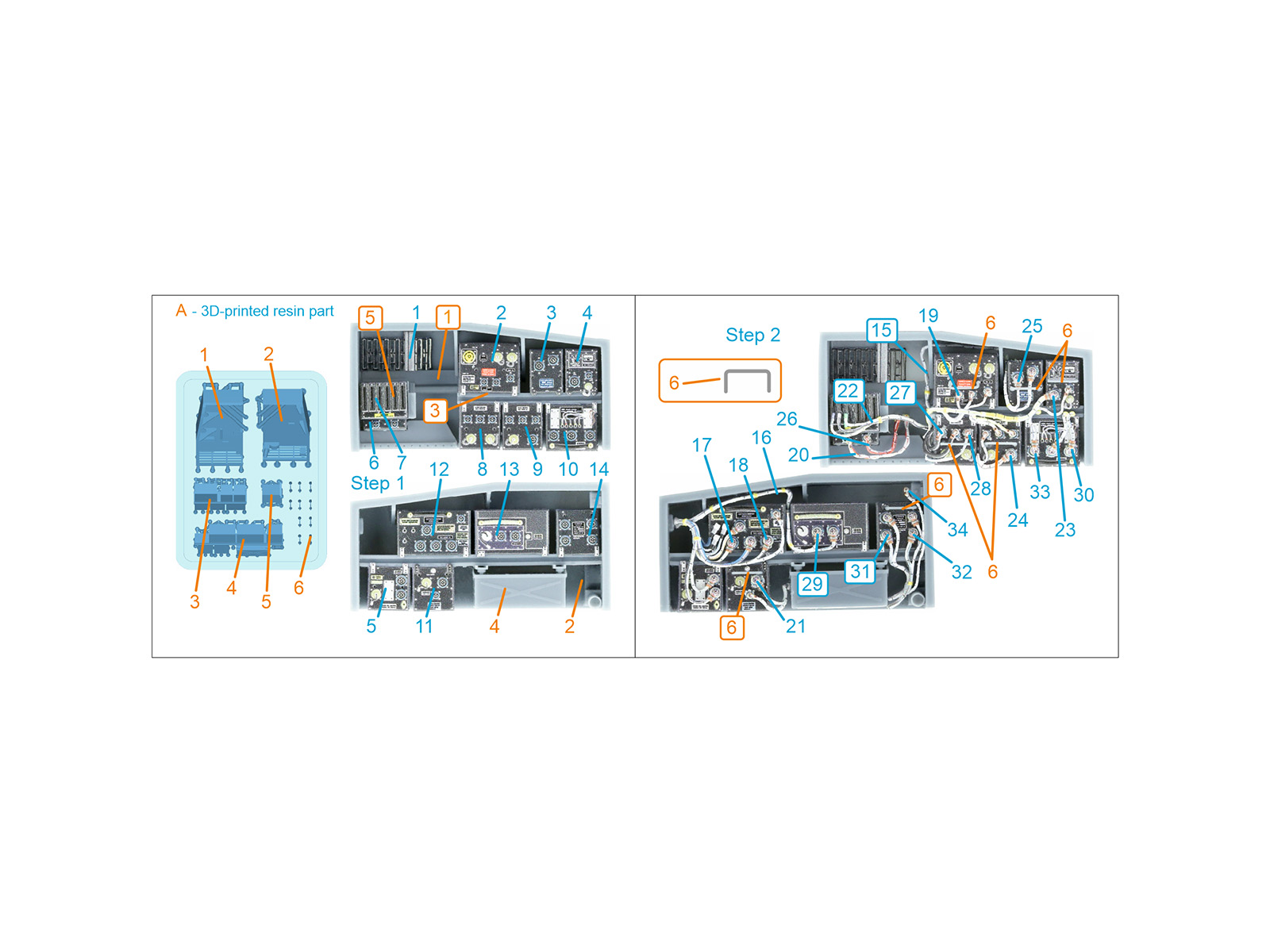 AH-64A forward avionics bays 3D-Printed & coloured Interior on decal paper (Trumpeter) (with 3D-printed resin parts)