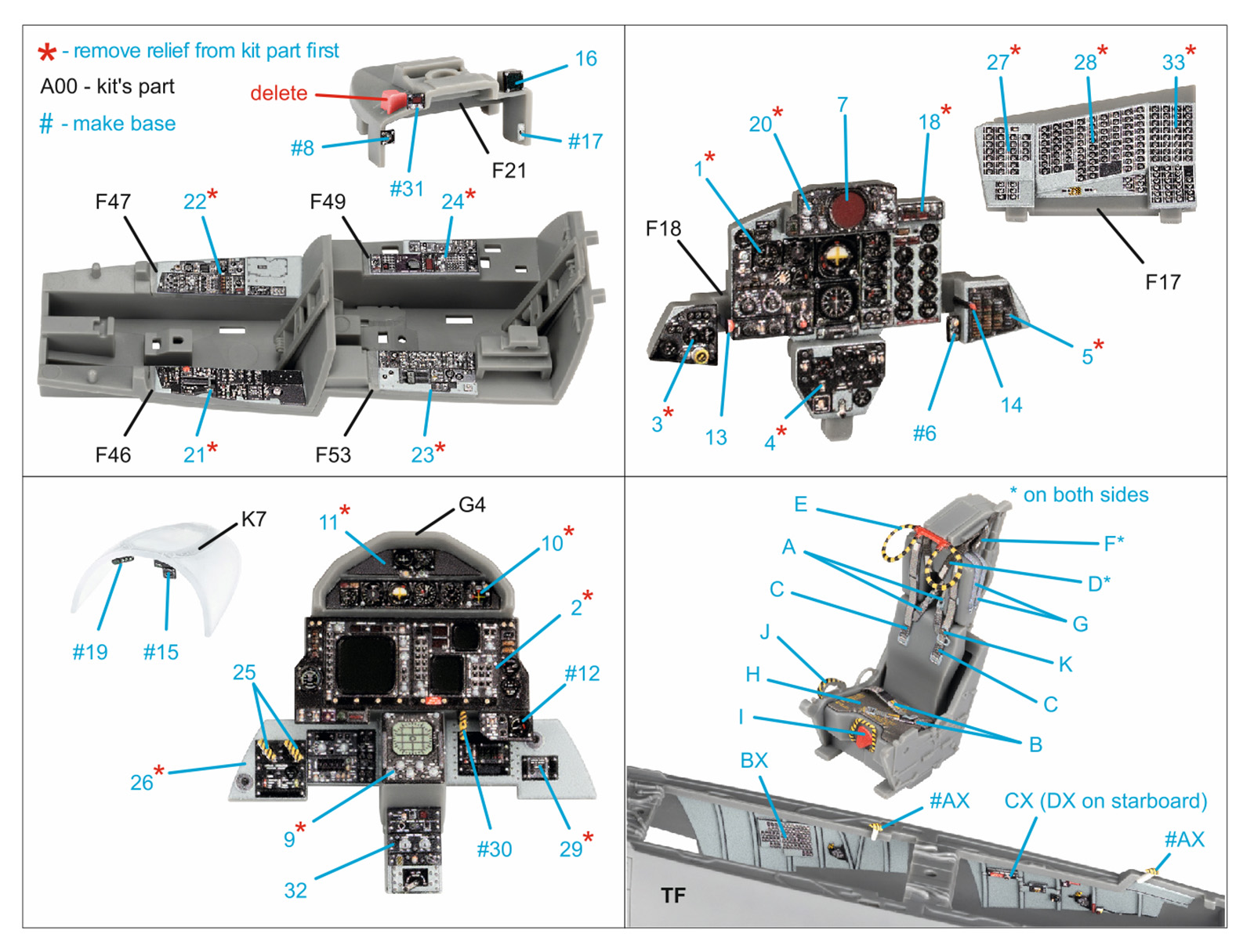 F-4G late 3D-Printed & coloured Interior on decal paper (Meng)