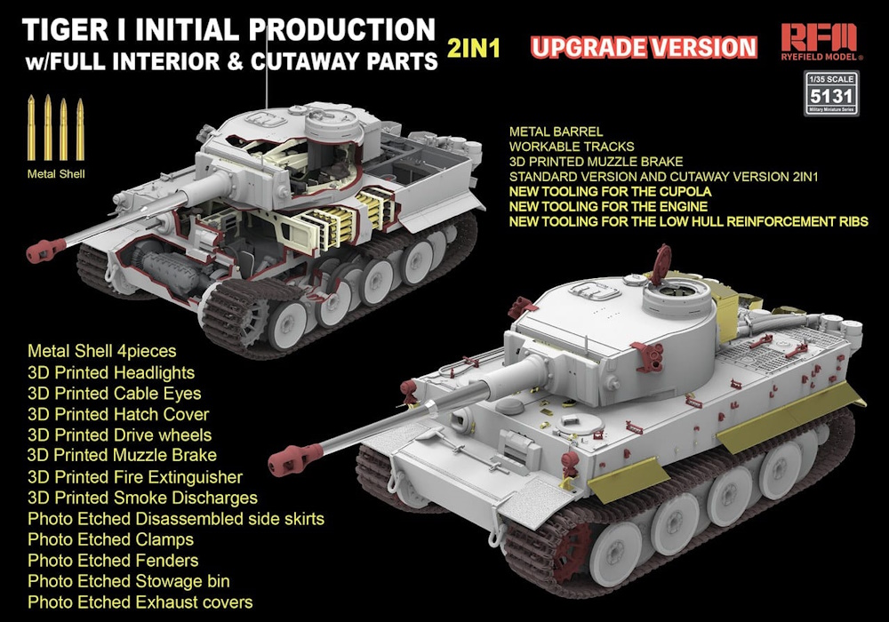 Pz.Kpfw. VI Ausf. E Tiger I Initial Production w/Full Interior & Cutaway Parts - Upgrade Edition