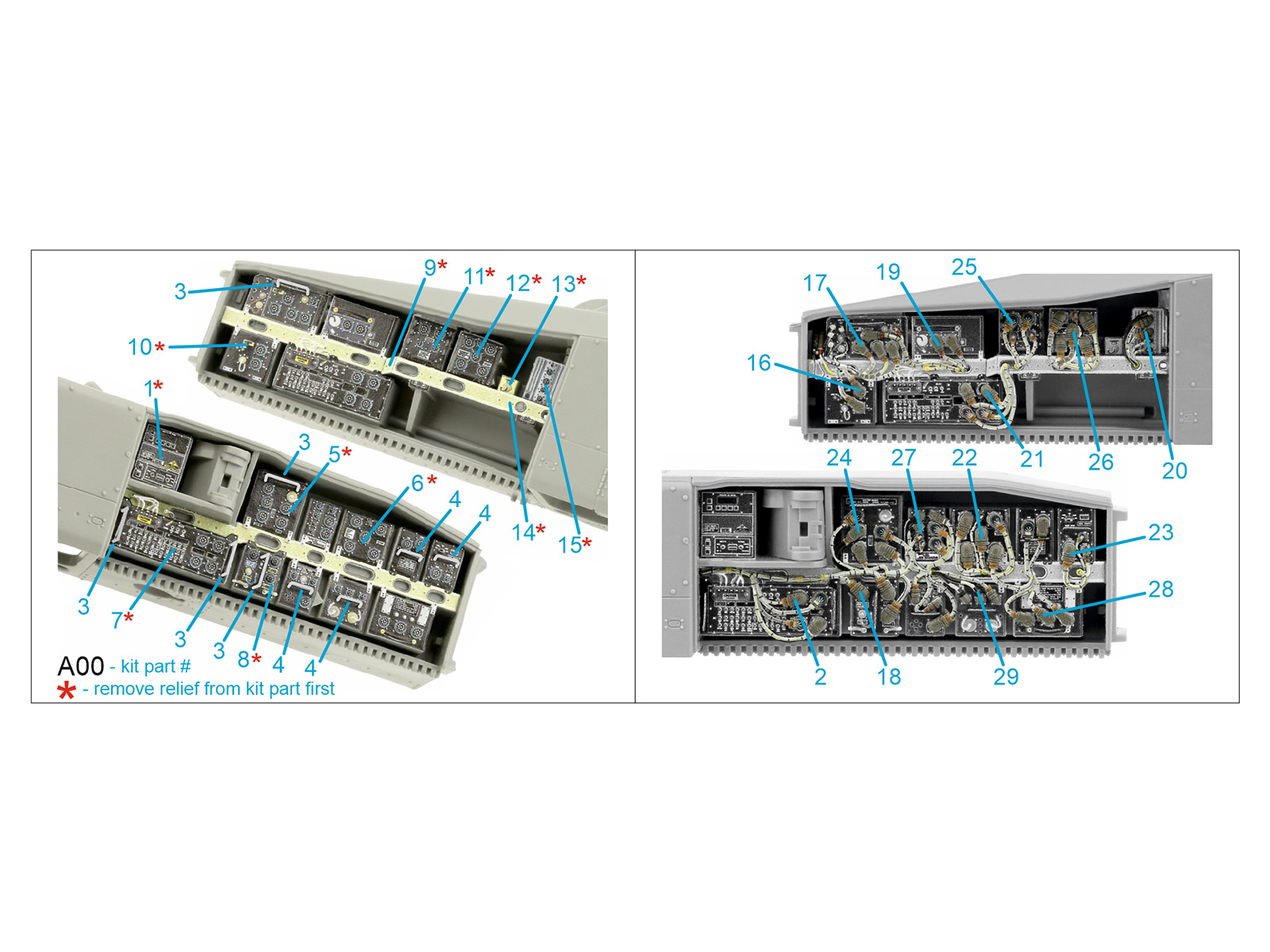 AH-64D Extended forward avionics bays 3D-Printed & coloured Interior on decal paper (Takom)