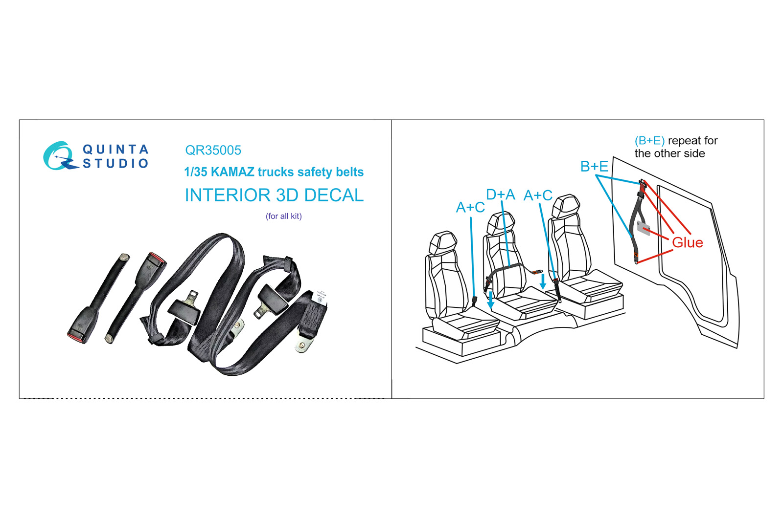 Kamaz trucks safety belts 3D-Printed & coloured on decal paper (all kits)