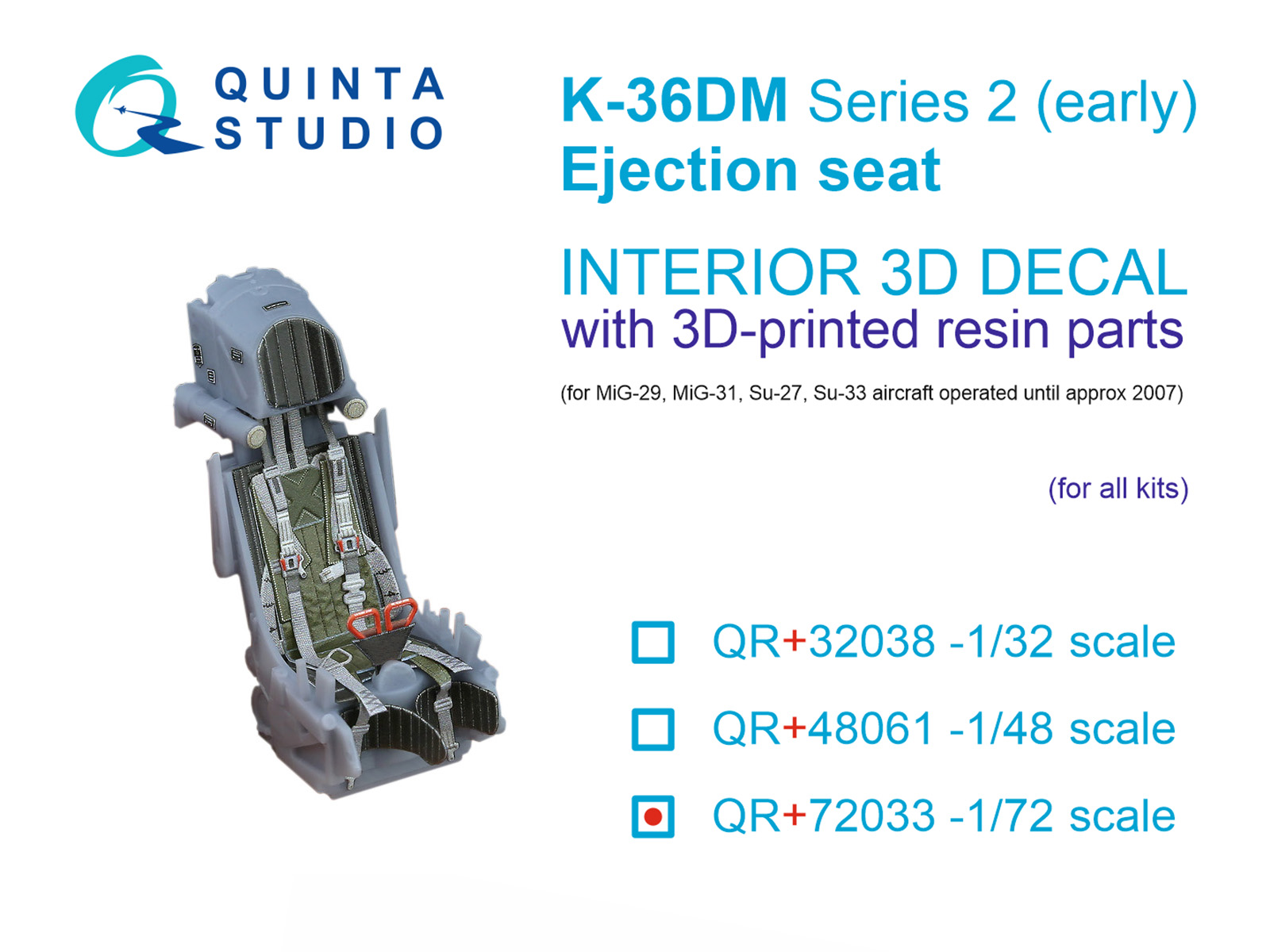 K-36DM Series2 (early) ejection seat (for MiG-29, MiG-31, Su-27, Su-33 aircraft until 2007) (All kits)