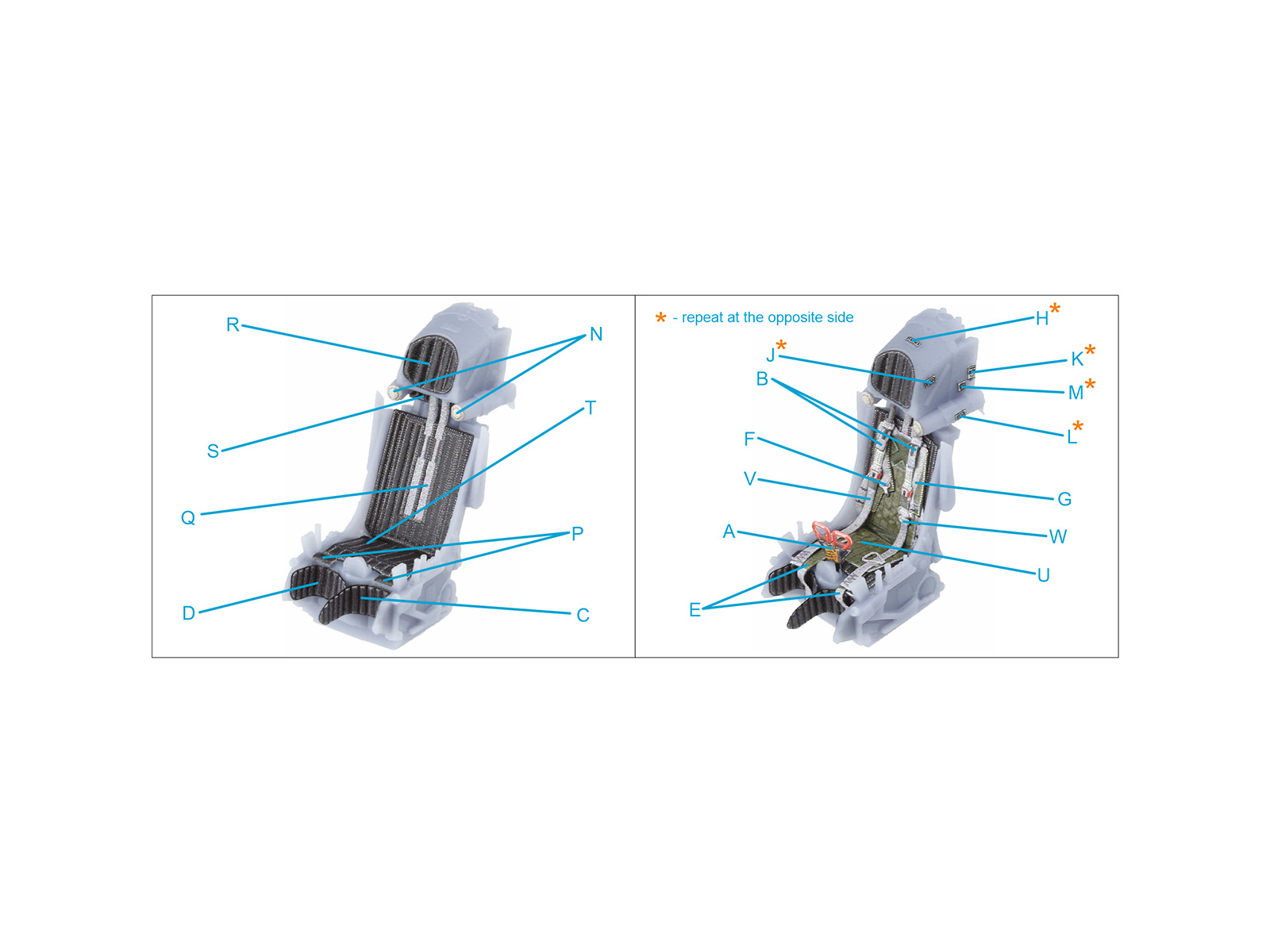 K-36DM Series2 (early) ejection seat (for MiG-29, MiG-31, Su-27, Su-33 aircraft until 2007) (All kits)