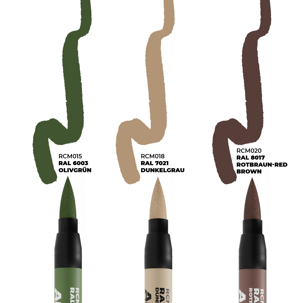 LATE GERMAN AFV CAMO COLORS - SET 3 REAL COLORS MARKERS