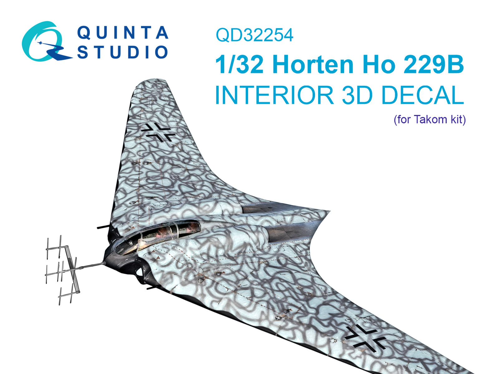 Horten Ho 229B 3D-Printed & coloured Interior on decal paper (Takom)