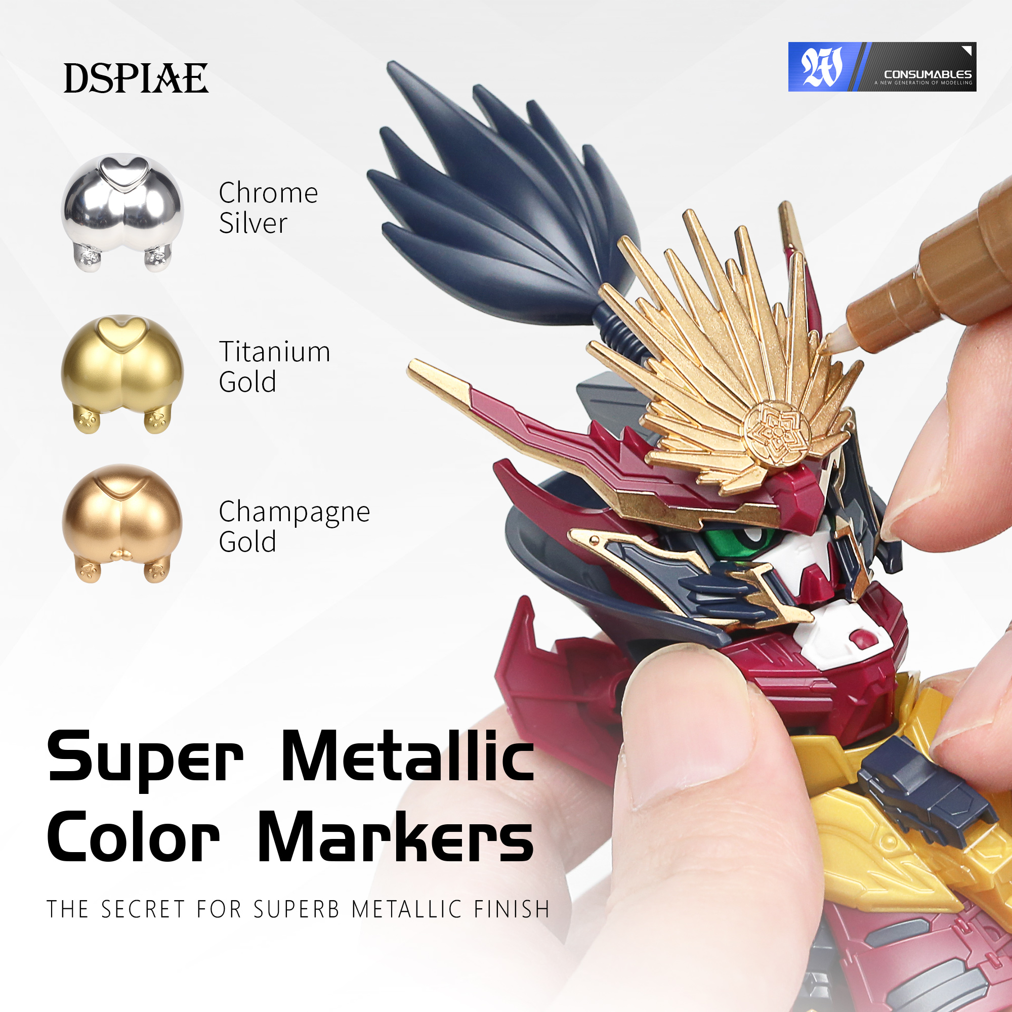 MKS-02 Super Metallic Color Markers - Titanium Gold