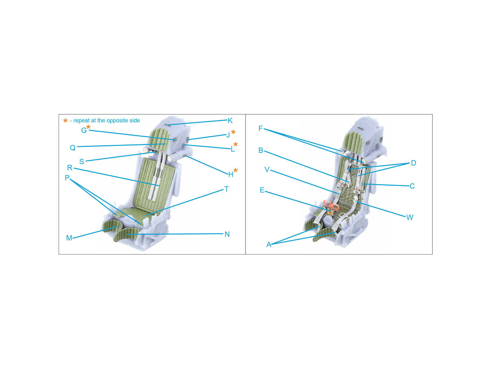 K-36DM Series2 (late) ejection seat (for MiG-29, MiG-31, Su-27, Su-33, Su-34 aircraft since 2008) (All kits)