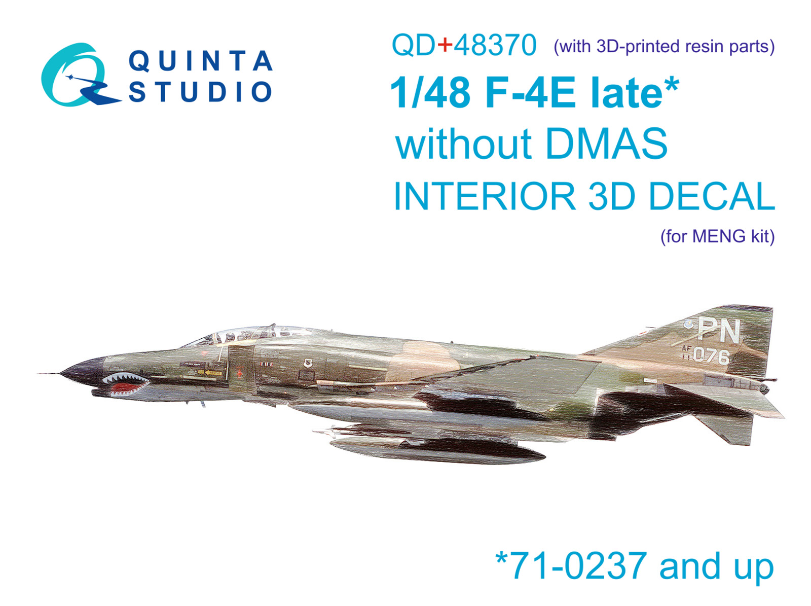 F-4E late without DMAS 3D-Printed & coloured Interior on decal paper (Meng) (with 3D-printed resin parts)