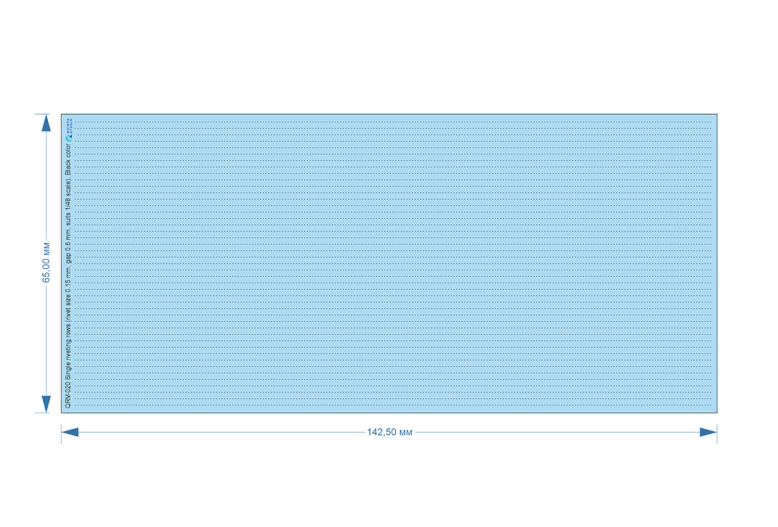 Single riveting rows (rivet size 0.15 mm, gap 0.6 mm, suits 1/48 scale), Black color, total length 6.2 m/20 ft