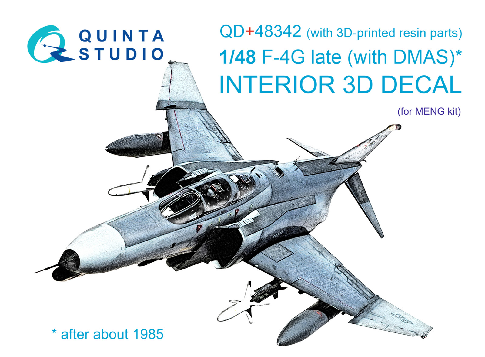 F-4G late 3D-Printed & coloured Interior on decal paper (Meng) (with 3D-printed resin parts)