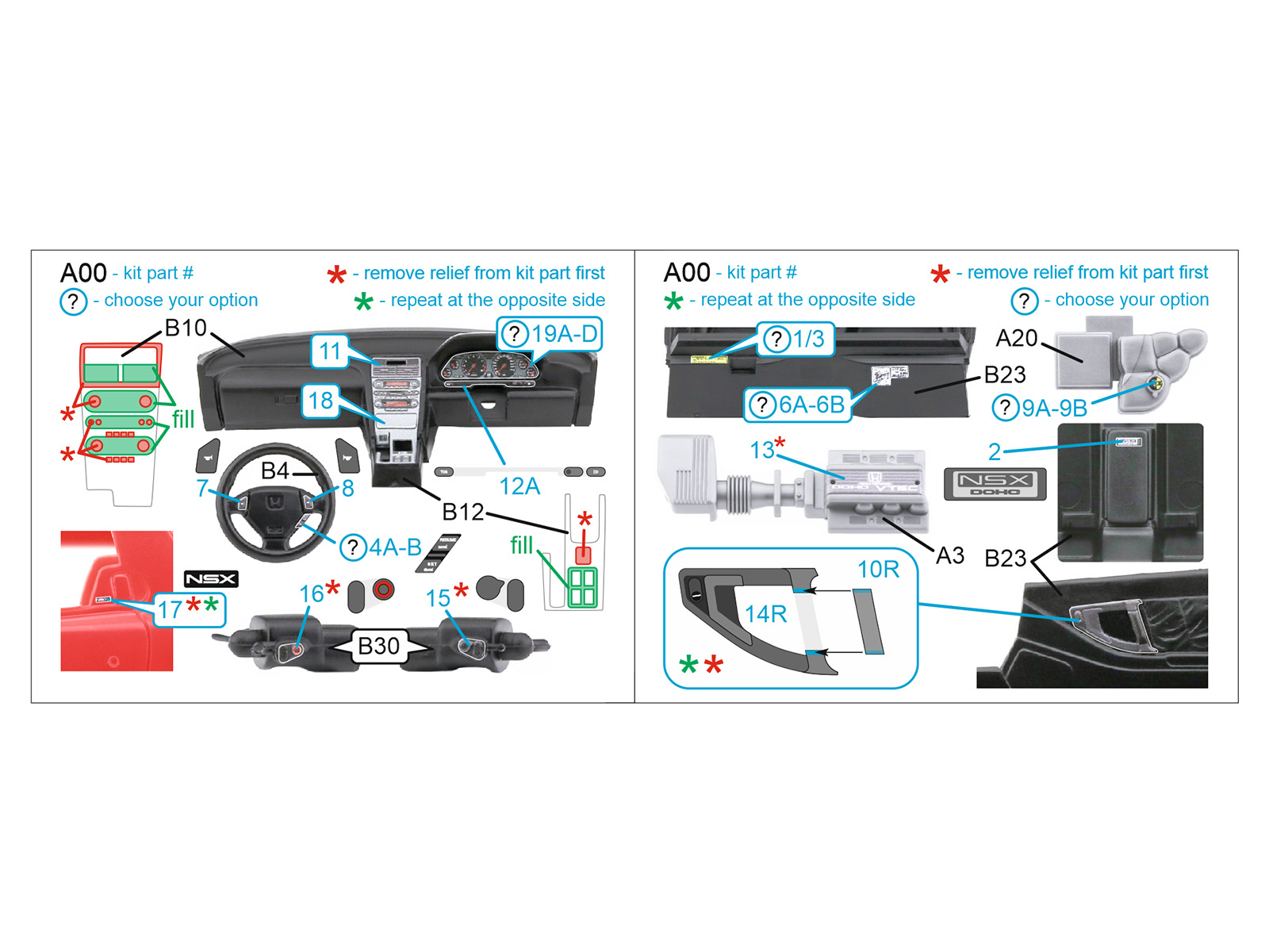 Honda NSX NA1 Japanese version 3D-Printed & coloured Interior on decal paper (Tamiya)