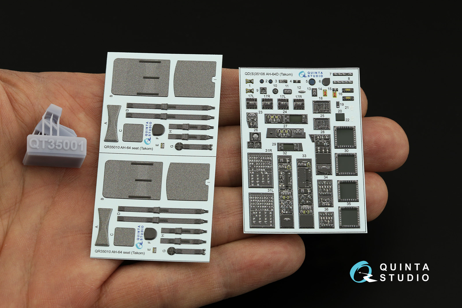 AH-64D 3D-Printed & coloured Interior on decal paper (Takom) (with 3D-printed resin parts)