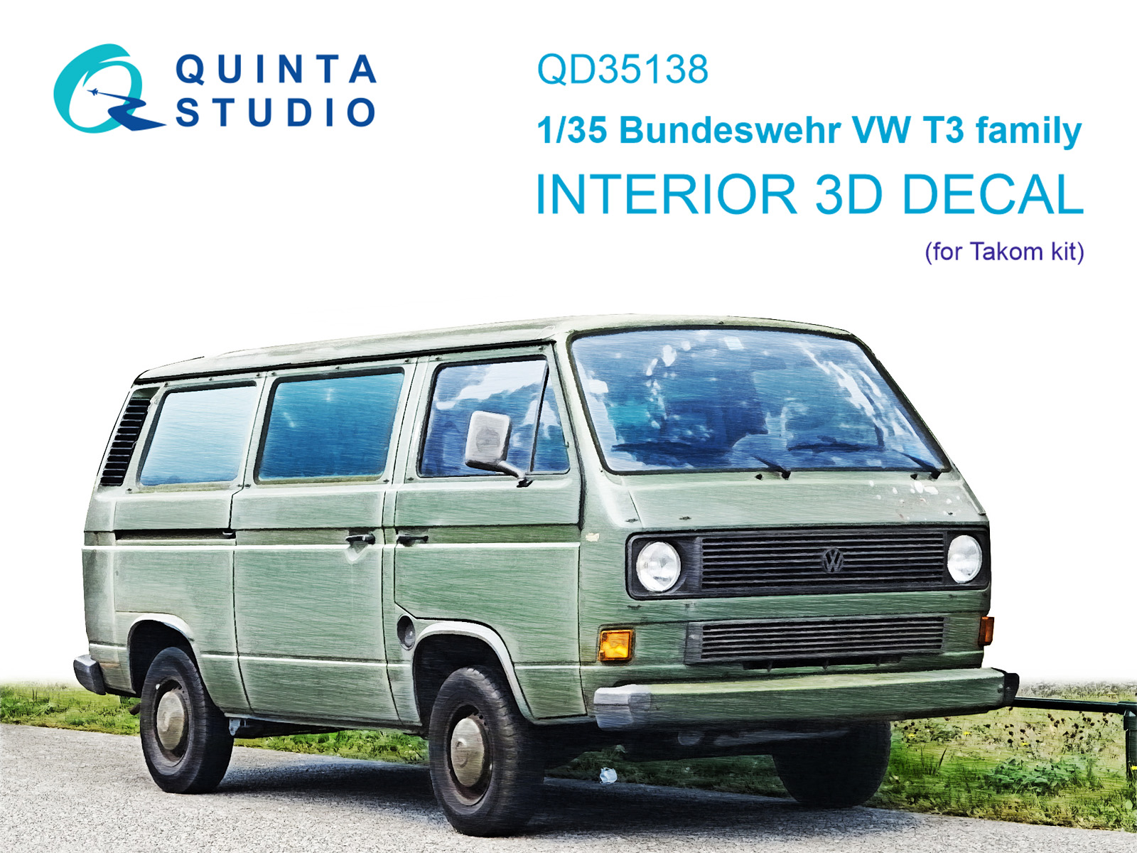 Bundeswehr VW T3 Family 3D-Printed & coloured Interior on decal paper (Takom)