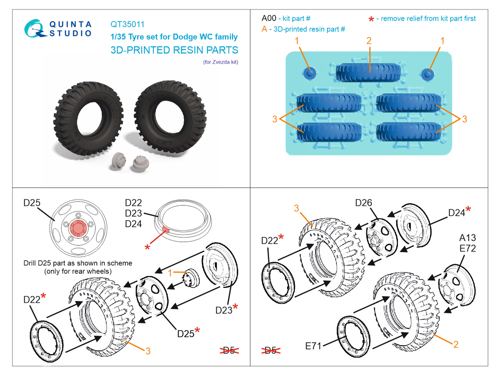 Dodge WC Family tyre set (Zvezda)