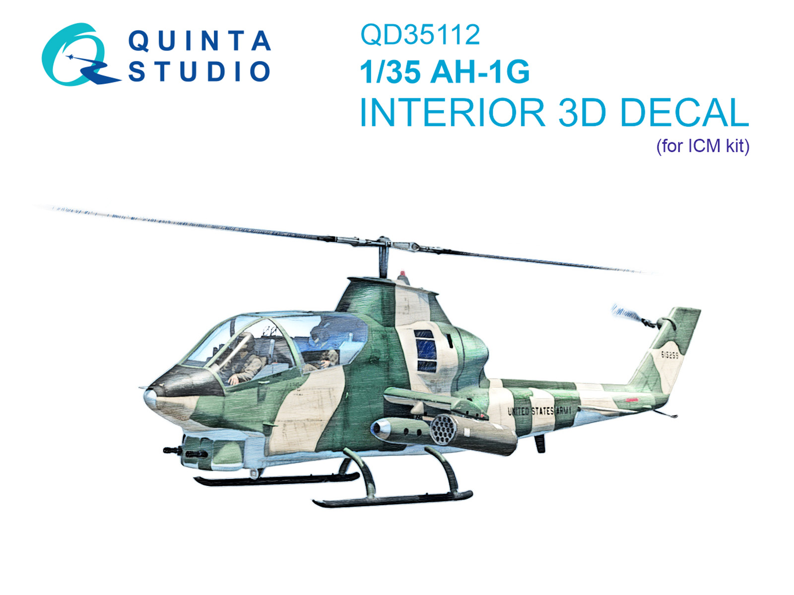 AH-1G Cobra 3D-Printed & coloured Interior on decal paper (ICM)