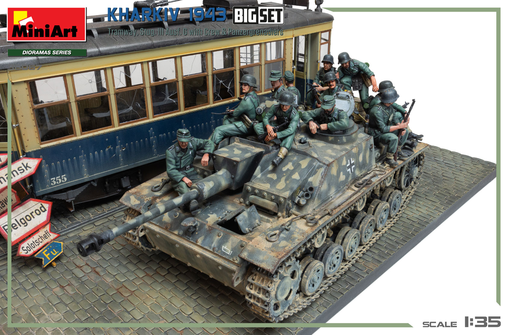 Kharkiv 1943: Tram & Stug. III Ausf. G w/Crew. BIG SET