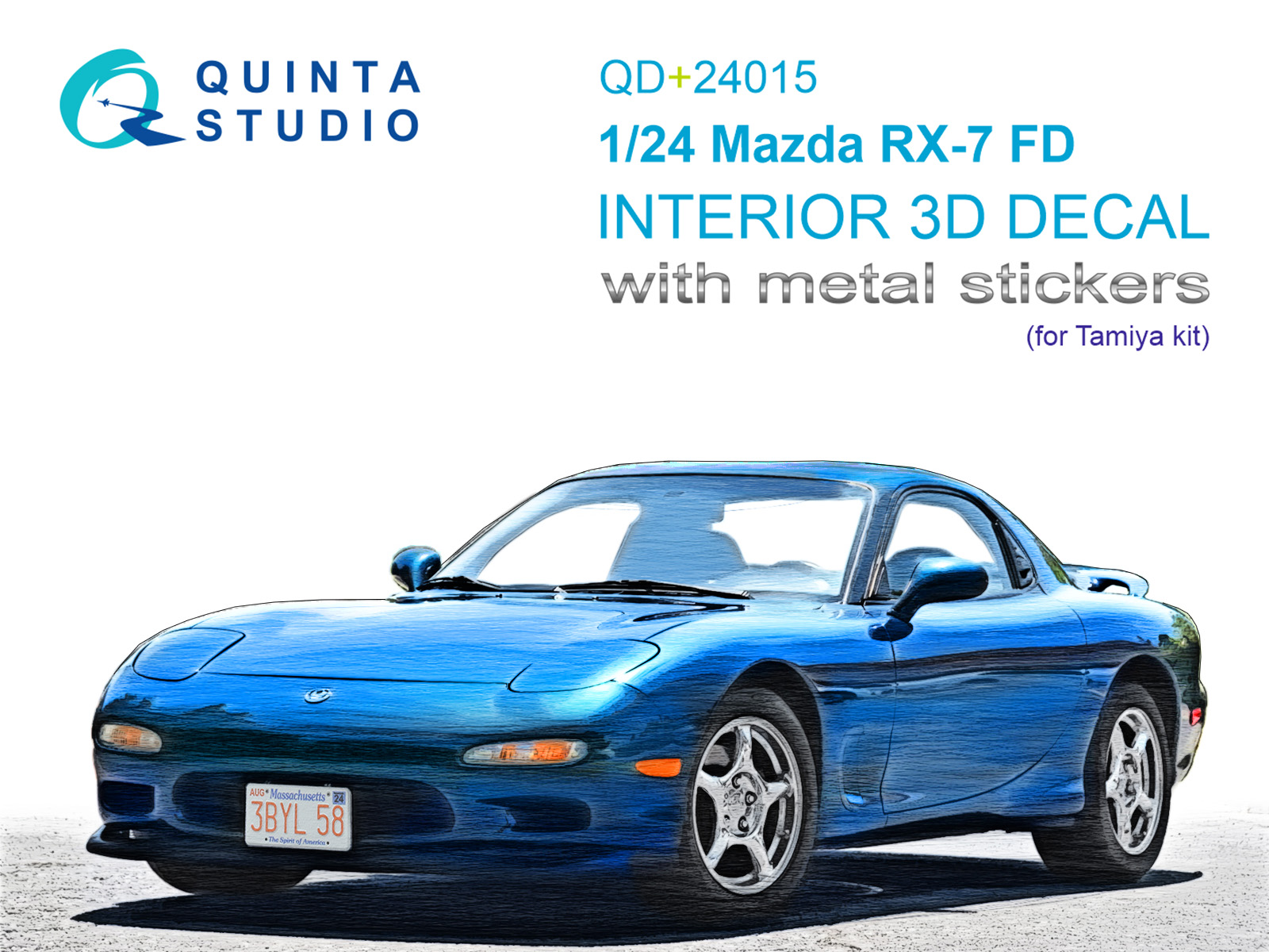 Mazda RX-7FD 3D-Printed & coloured Interior on decal paper (Tamiya) (with metal sticker parts)
