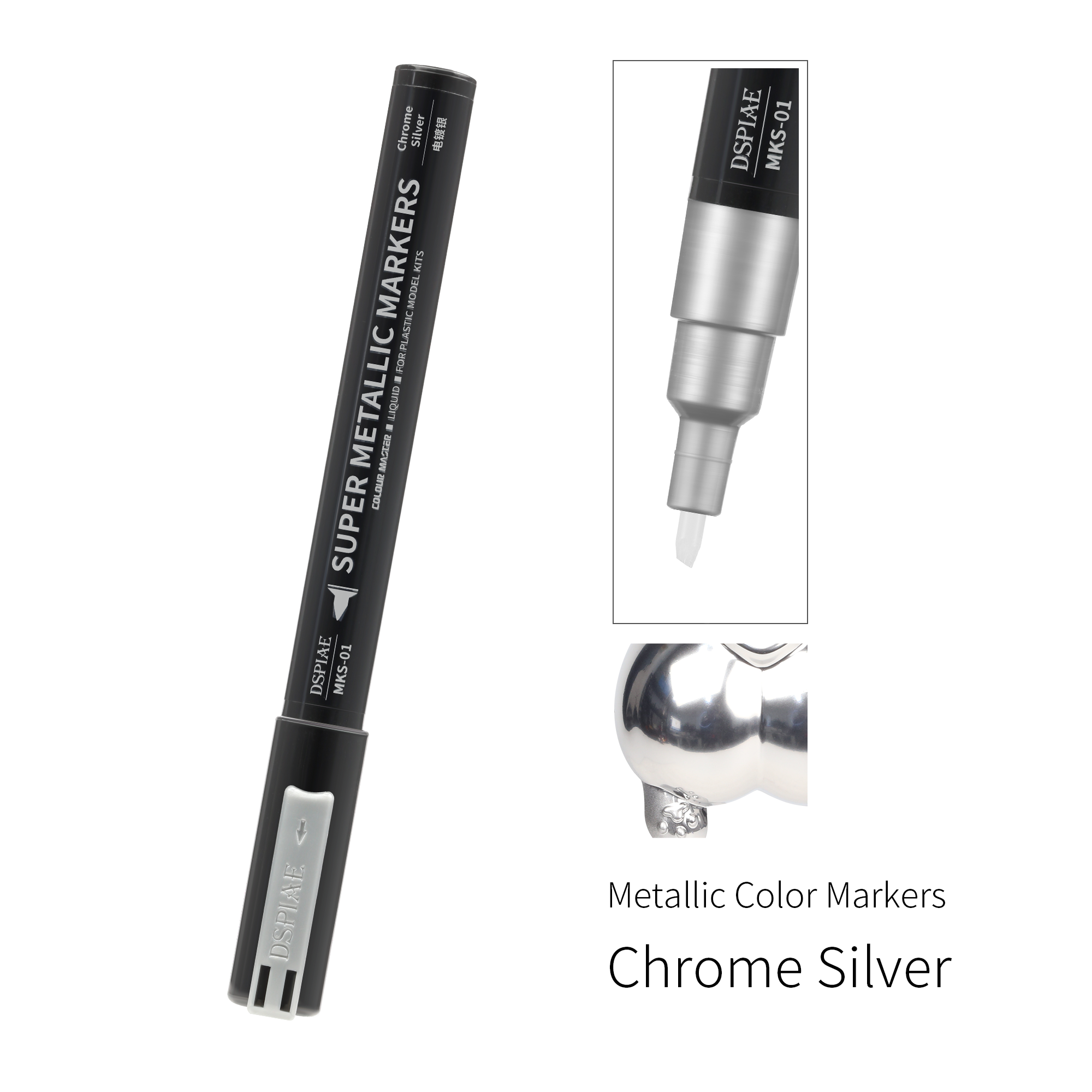 MKS-01 Super Metallic Color Markers - Chrome Silver