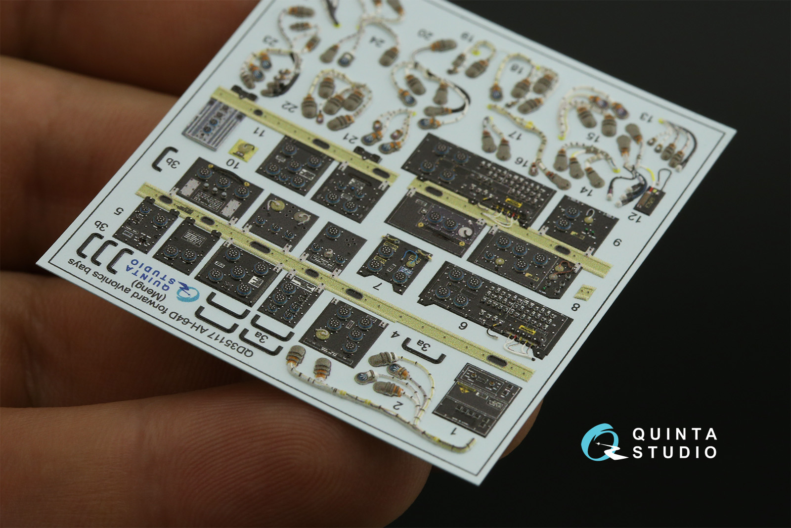 AH-64D Extended forward avionics bays 3D-Printed & coloured Interior on decal paper (Meng)