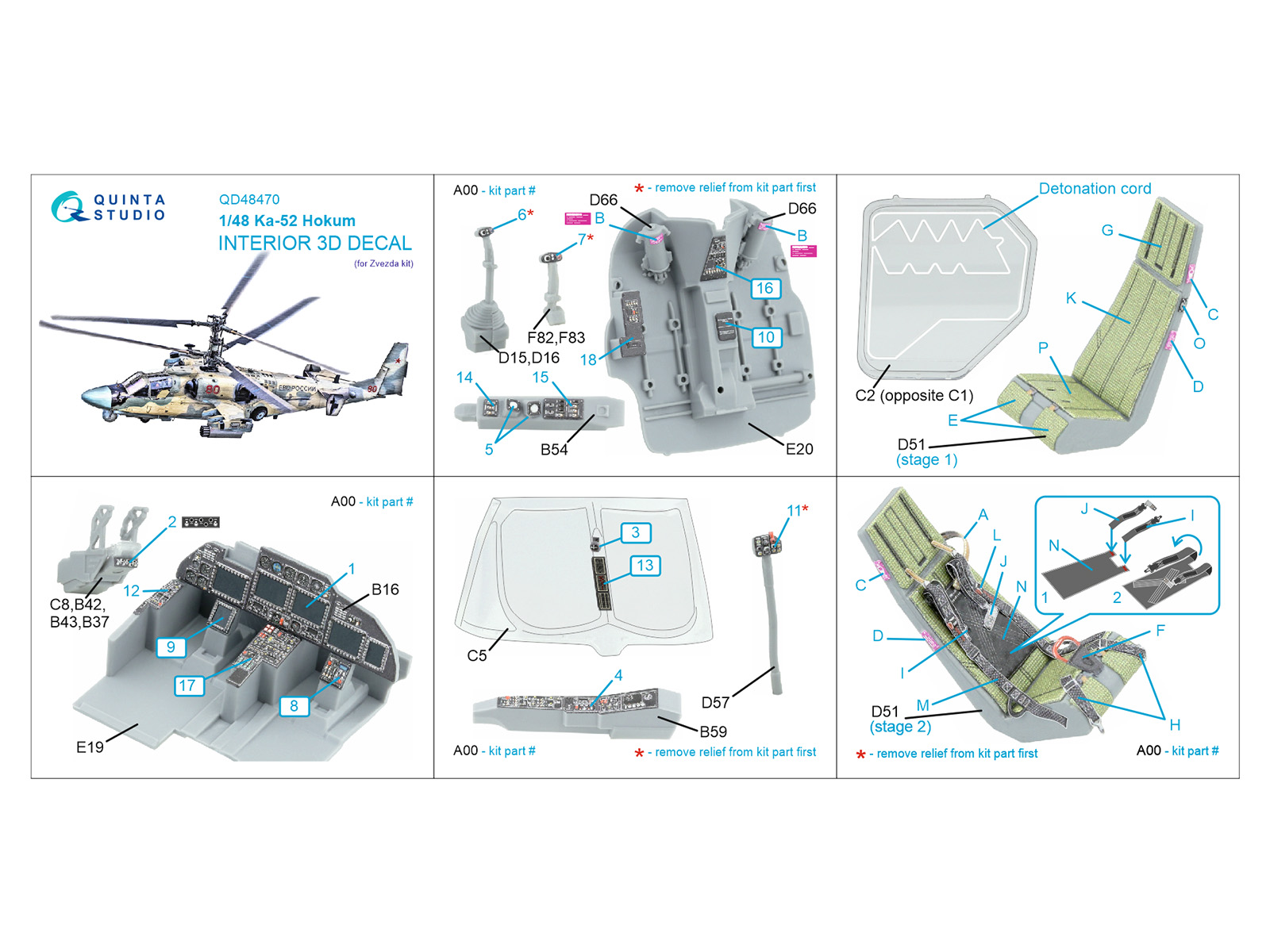 Ka-52 3D-Printed & coloured Interior on decal paper (Zvezda)