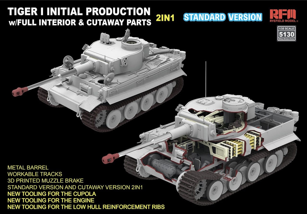 Pz.Kpfw. VI Ausf. E Tiger I Initial Production w/Full Interior & Cutaway Parts - Standard Edition
