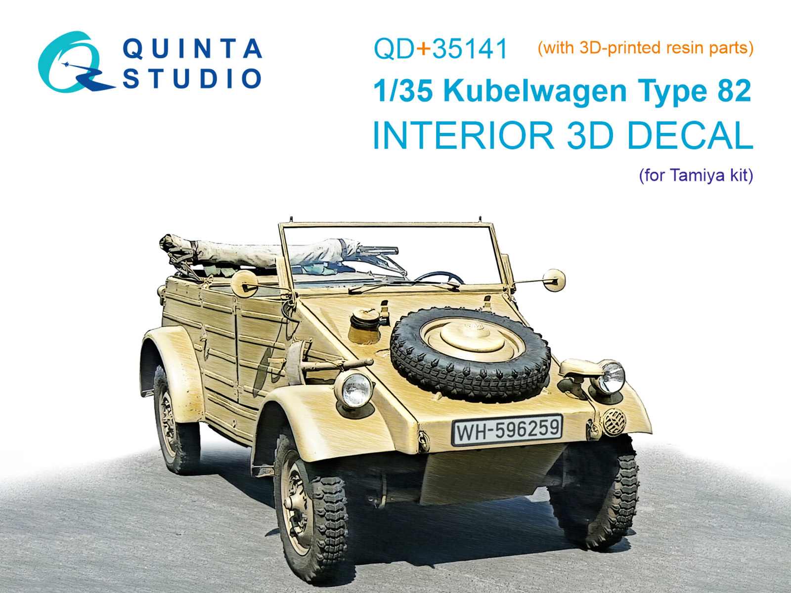 Kubelwagen Type 82 3D-Printed & coloured Interior on decal paper (Tamiya) (with 3D-printed resin parts)