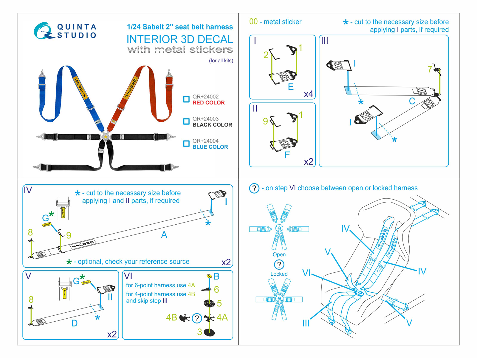 Sabelt 2inch seat belt harness, black (With metal buckles) (all kits)