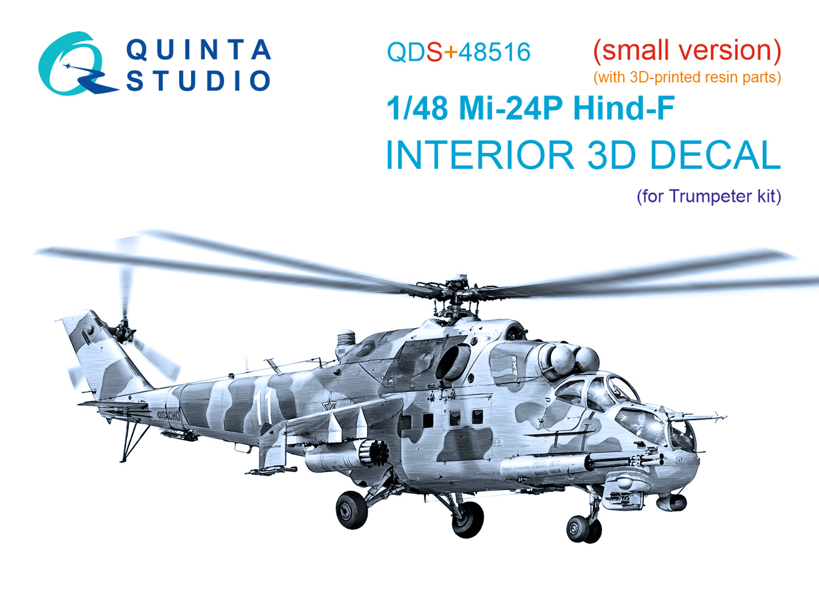 Mi-24P Hind-F 3D-Printed & coloured Interior on decal paper (Trumpeter) (small version) (with 3D-printed resin parts)