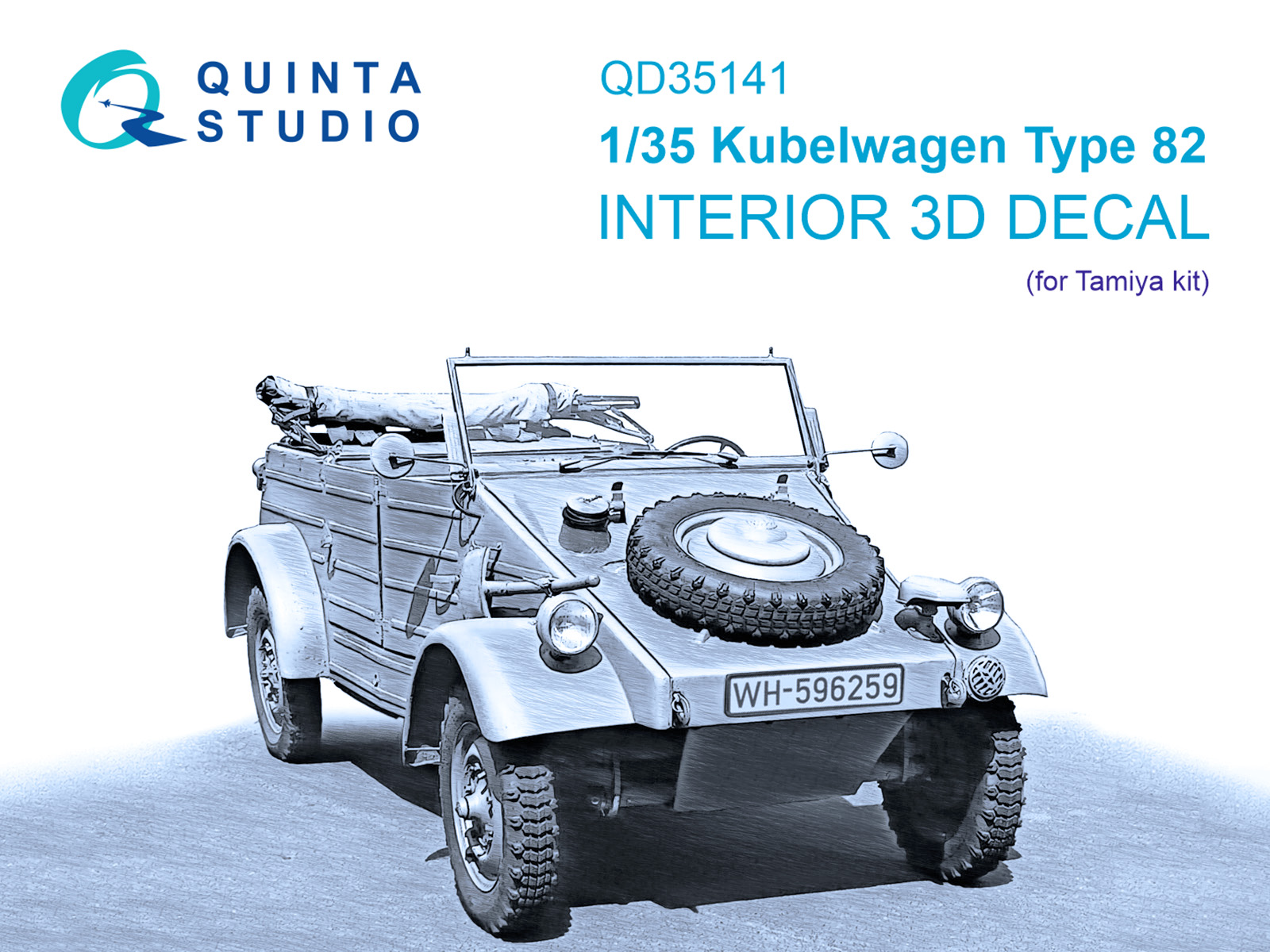 Kubelwagen Type 82 3D-Printed & coloured Interior on decal paper (Tamiya)