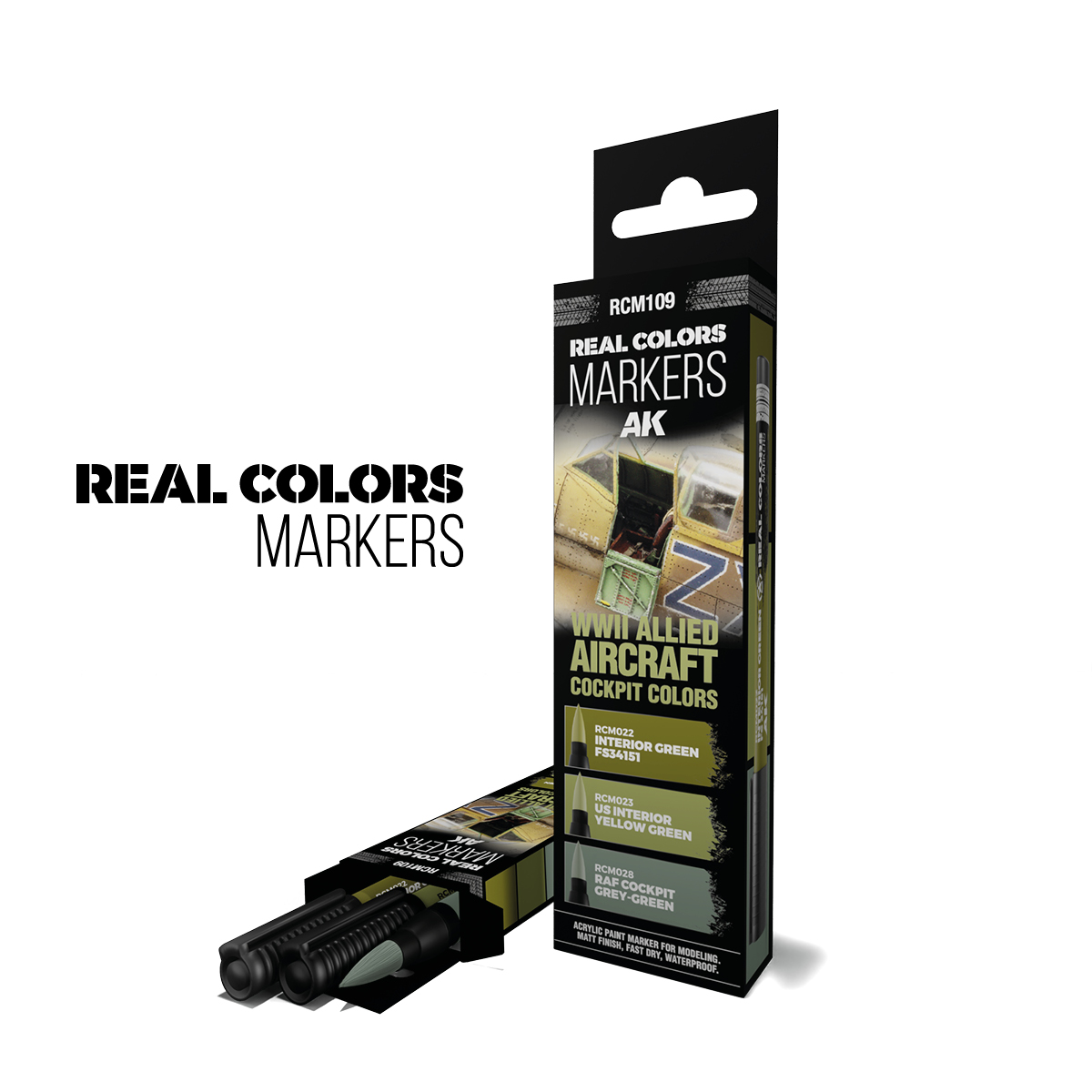  WWII ALLIED AIRCRAFT COCKPIT COLORS - SET 3 REAL COLORS MARKERS