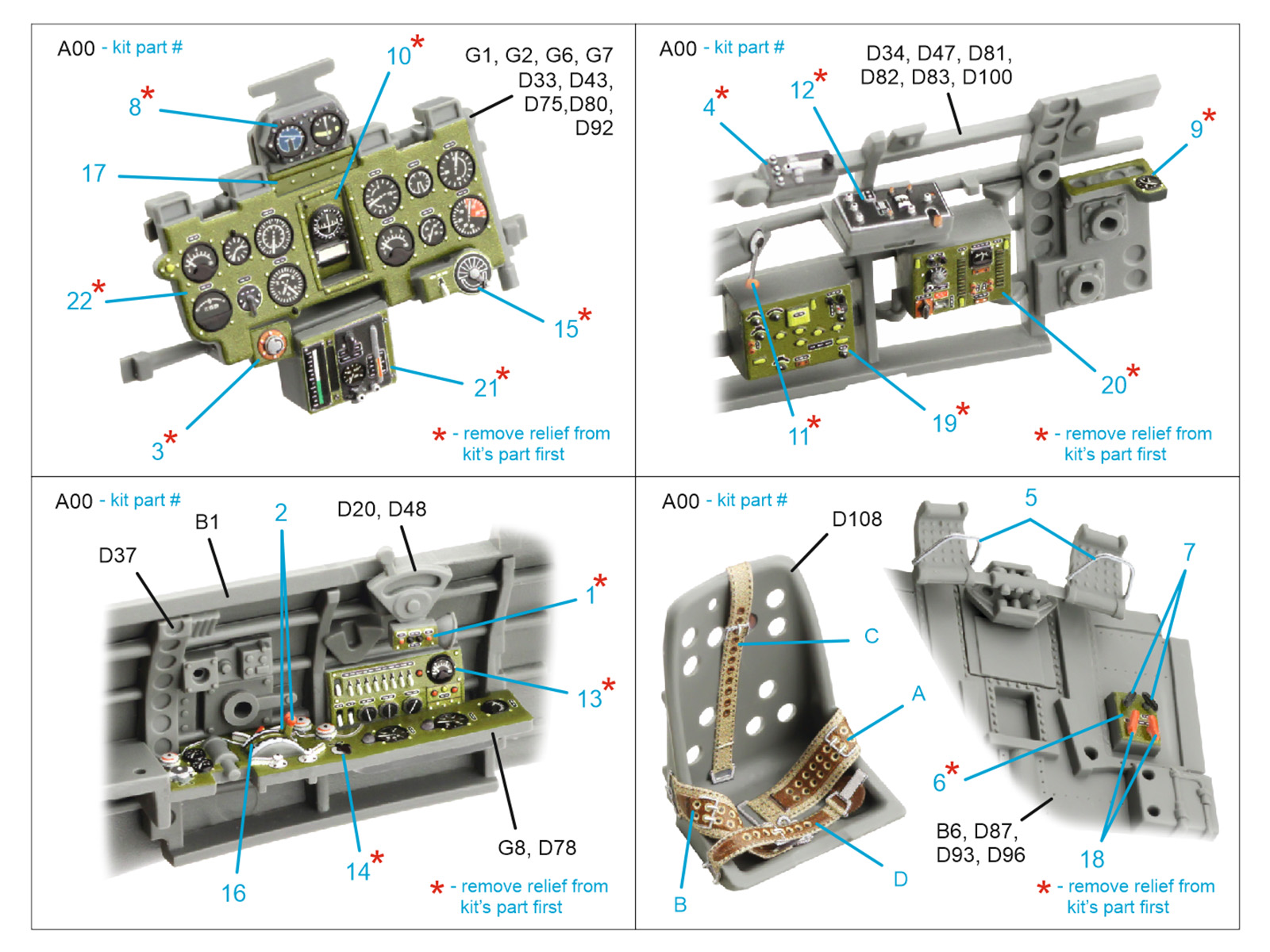 A6M2 Zero (Mitsubishi Prod.) 3D-Printed & coloured Interior on decal paper (Border Model)