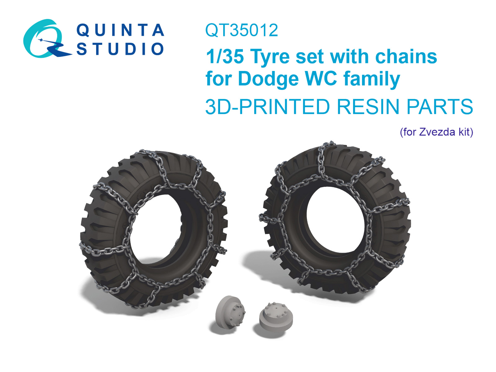 Dodge WC Family tyre set with chains (Zvezda)