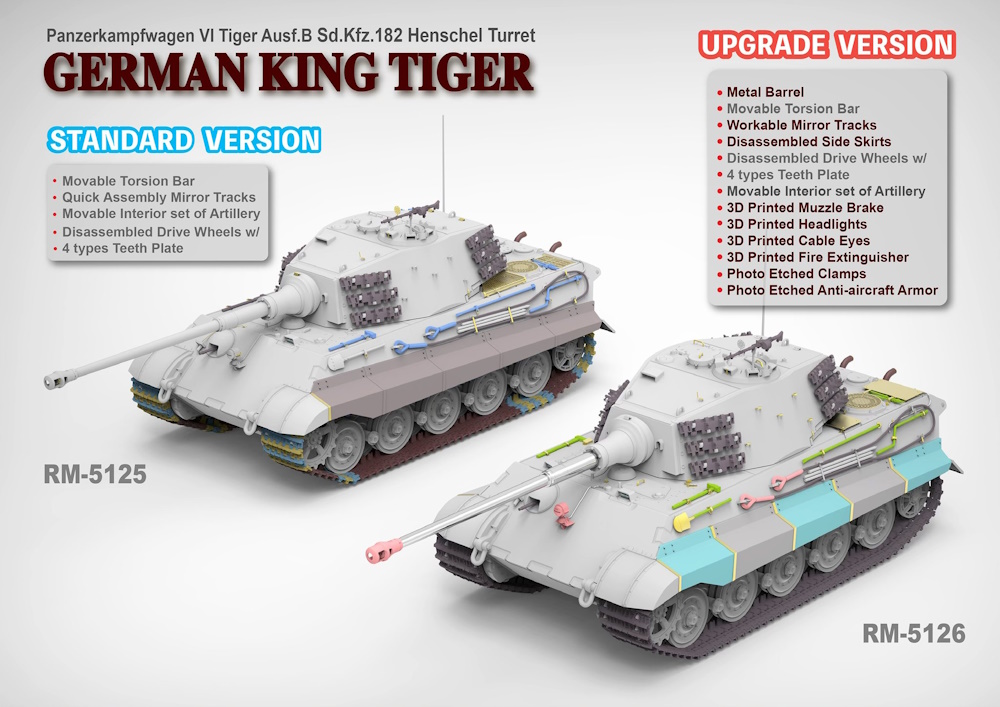 German King Tiger - Panzerkampfwagen VI Tiger Ausf.B Sd.Kfz. 182 Henschel Turret  - Upgrade Version