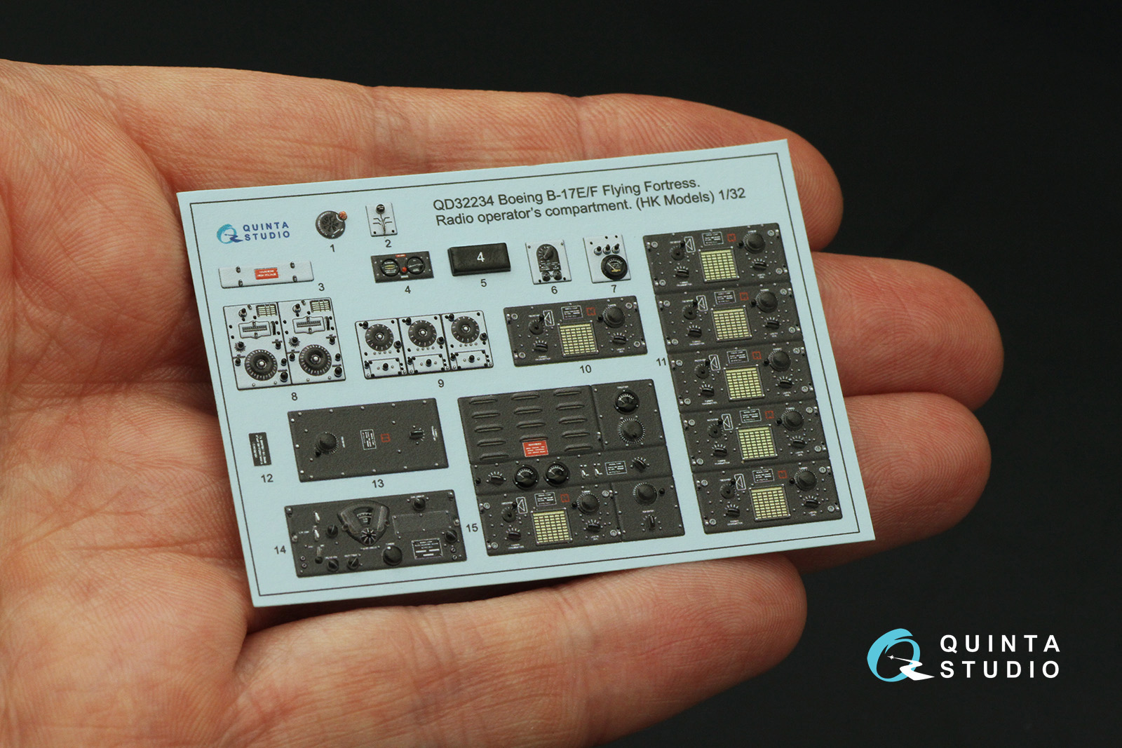 Boeing B-17E/F Radio operator's compartment. 3D-Printed & coloured Interior on decal paper (HK models)