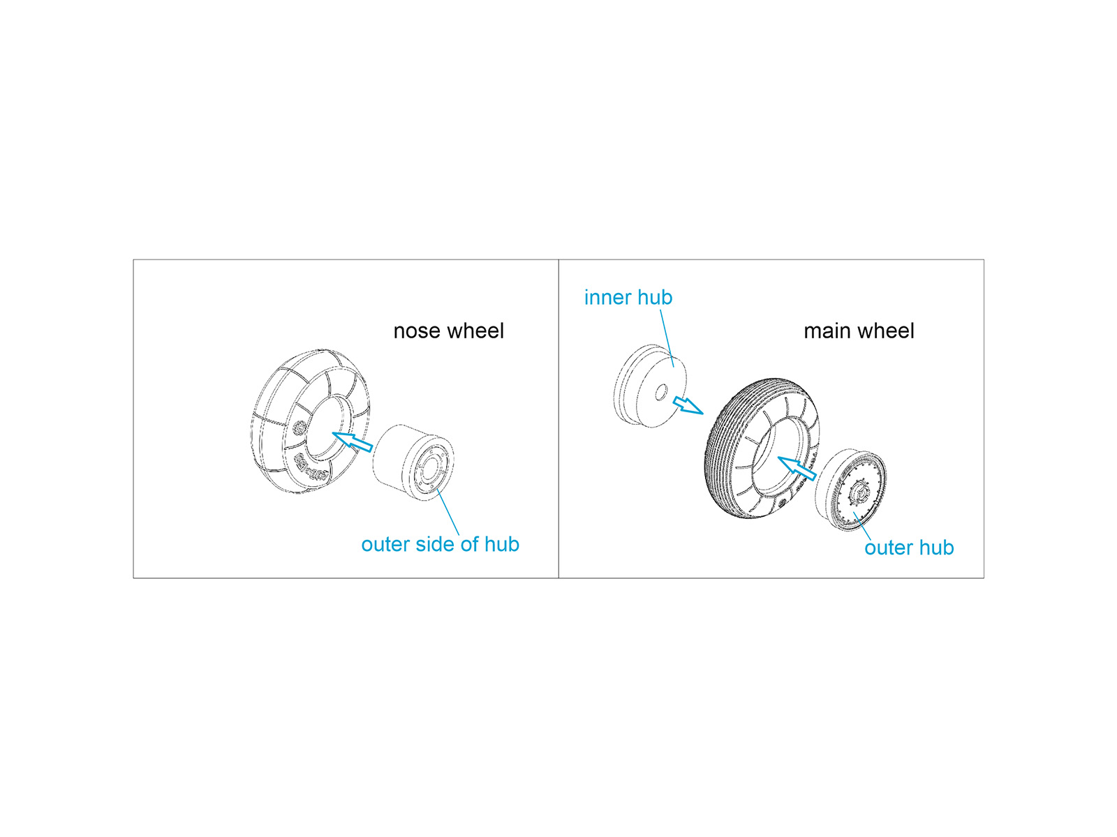 Ka-52 Wheels with separate hubs and weighted tires (Zvezda)