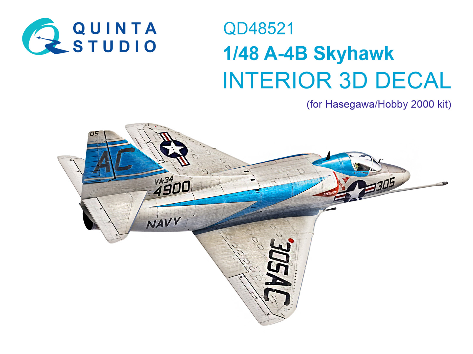 A-4B 3D-Printed & coloured Interior on decal paper (Hasegawa/Hobby2000)