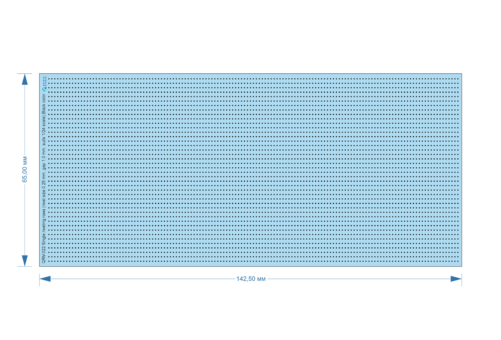 Single riveting rows (rivet size 0.25 mm, gap 1.0 mm, suits 1/24 scale), Black color, total length 5,8 m/19 ft