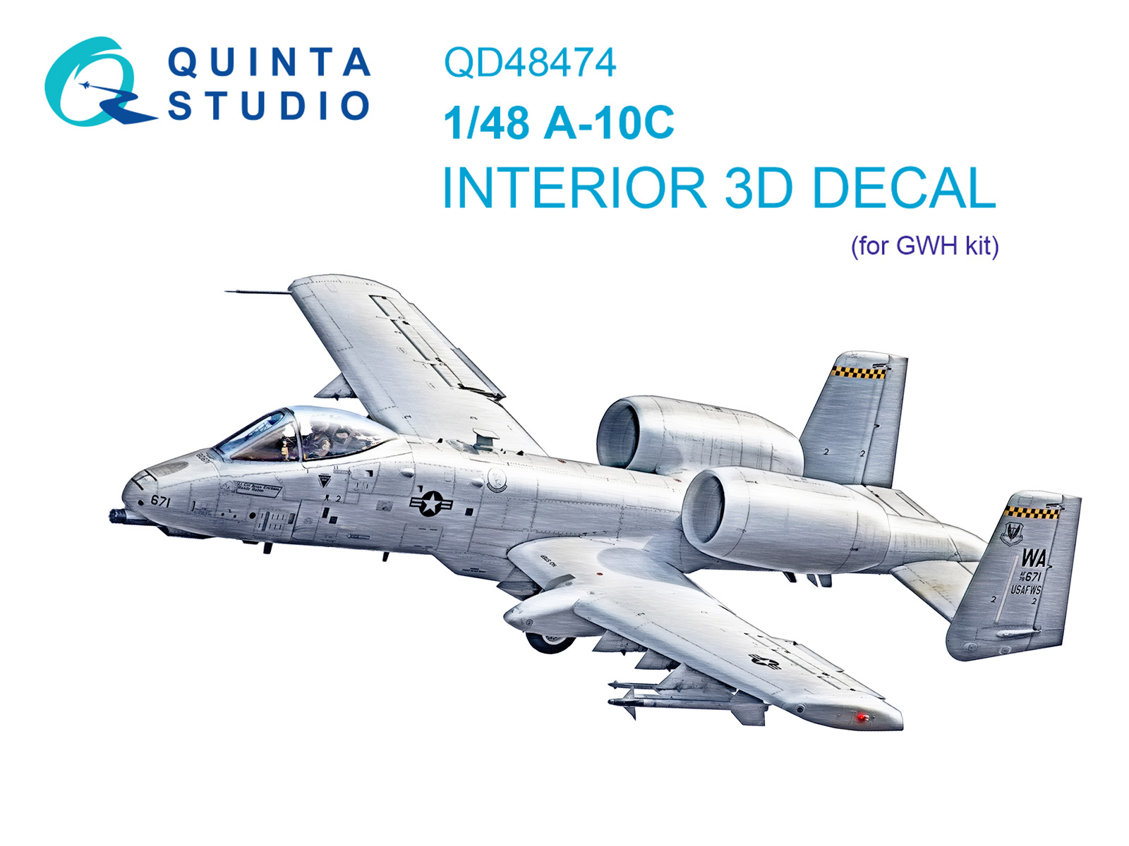 A-10C 3D-Printed & coloured Interior on decal paper (GWH)