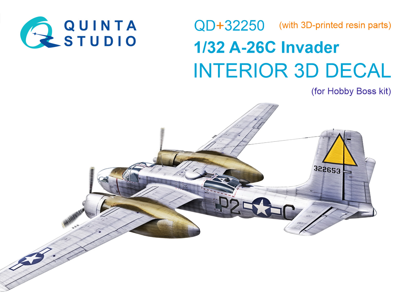 A-26C Invader 3D-Printed & coloured Interior on decal paper (Hobby Boss) (with 3D-printed resin parts)