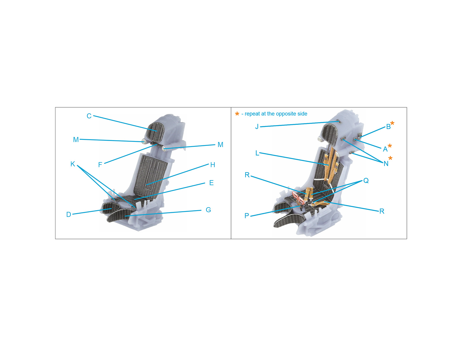 K-36L (early) ejection seat (for Su-25 aircraft until 2007) (All kits)