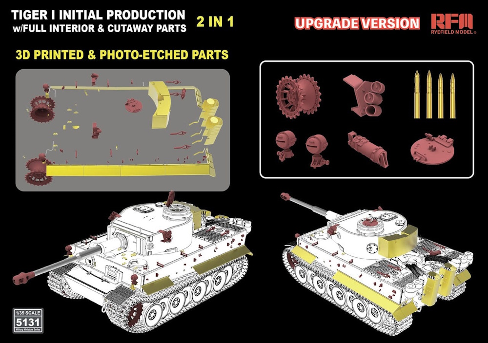 Pz.Kpfw. VI Ausf. E Tiger I Initial Production w/Full Interior & Cutaway Parts - Upgrade Edition