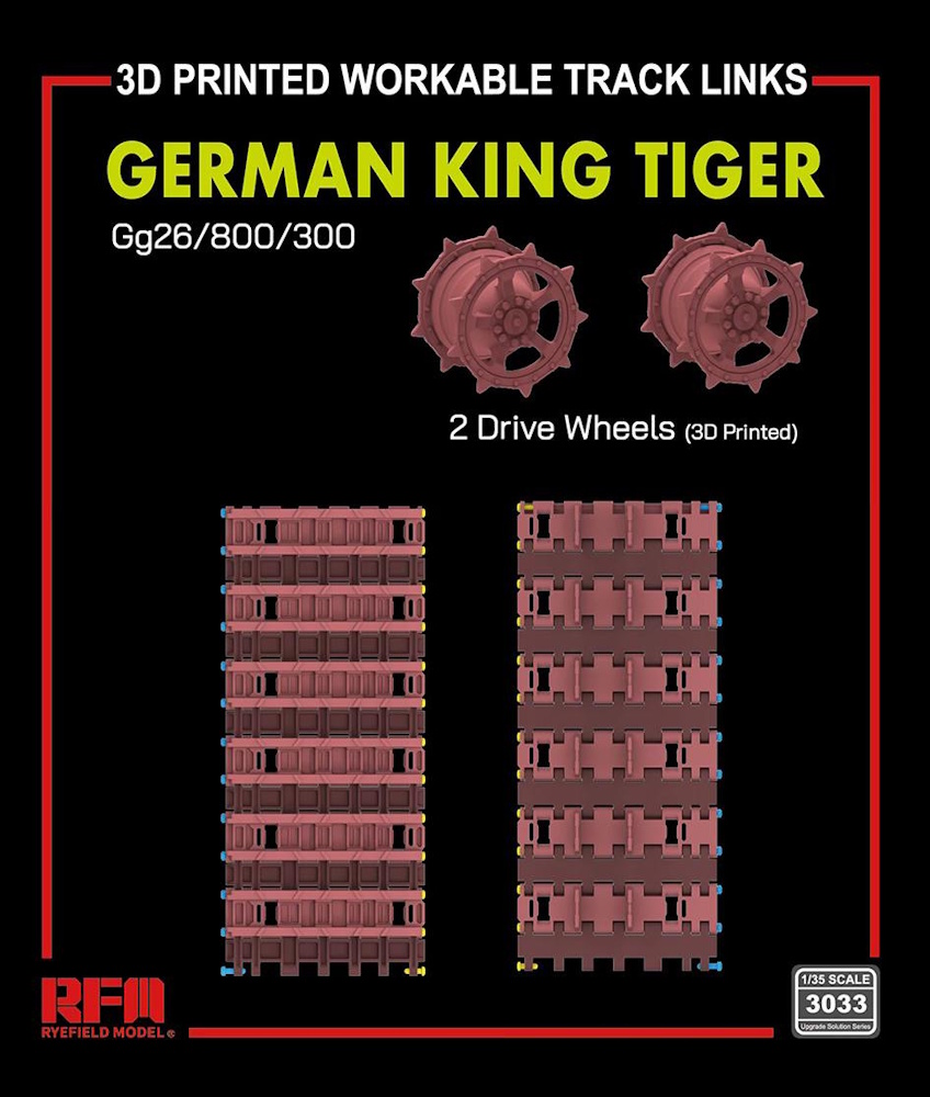 German King Tiger GG26/800/300 Workable Tracks - 3D Gedruckt